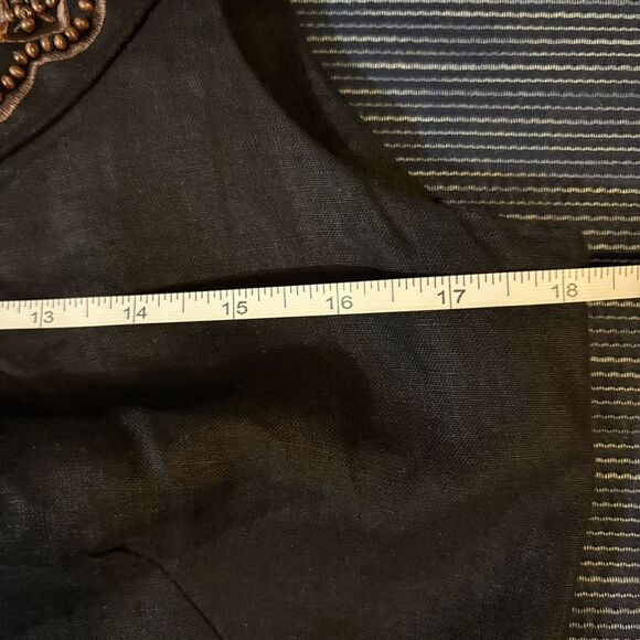 Carole Little Black Linen Dress Size 8 Boho Embroidered Sleeveless Midi Vintage - Picture 15 of 16